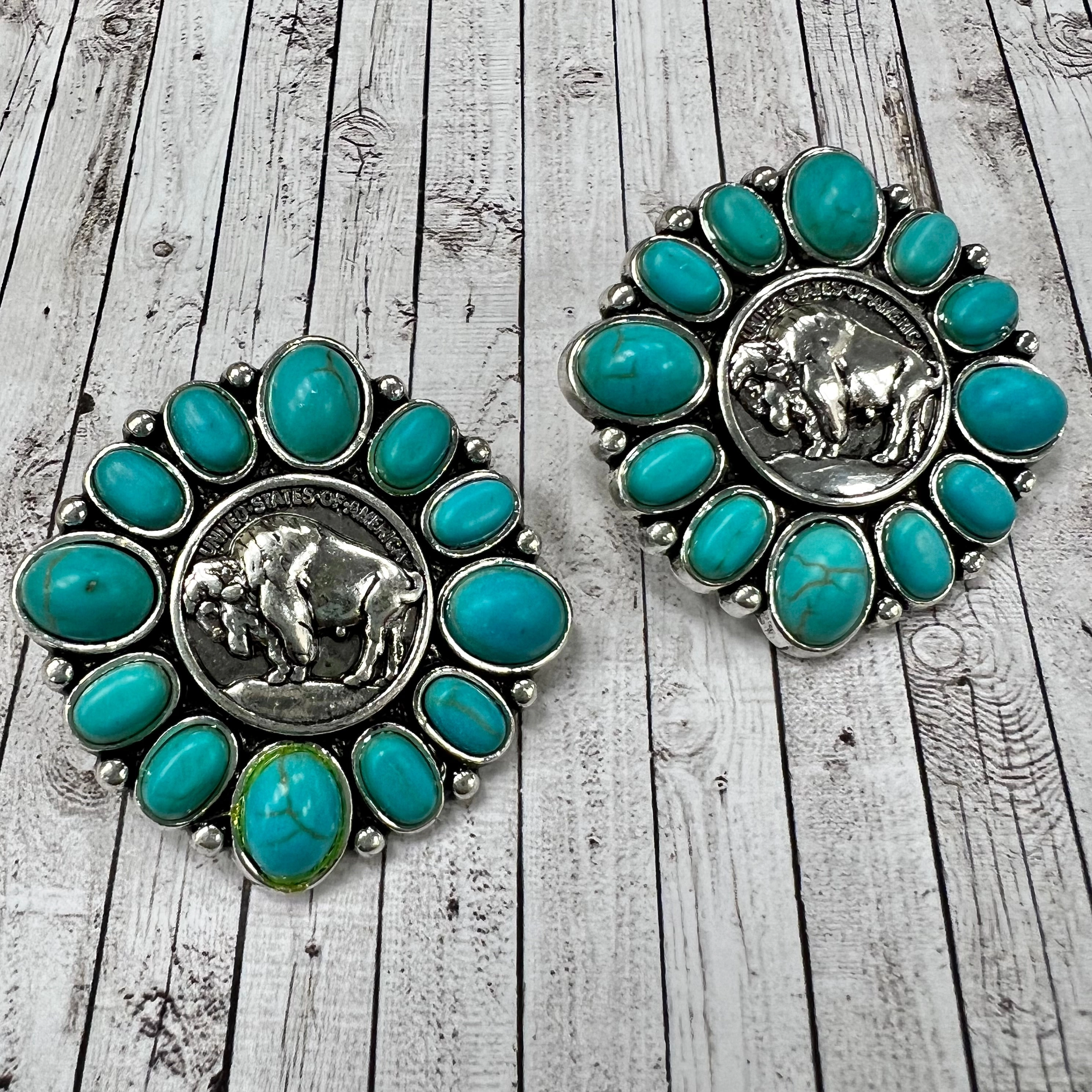 Where The Turquoise Buffalo Roams Earrings