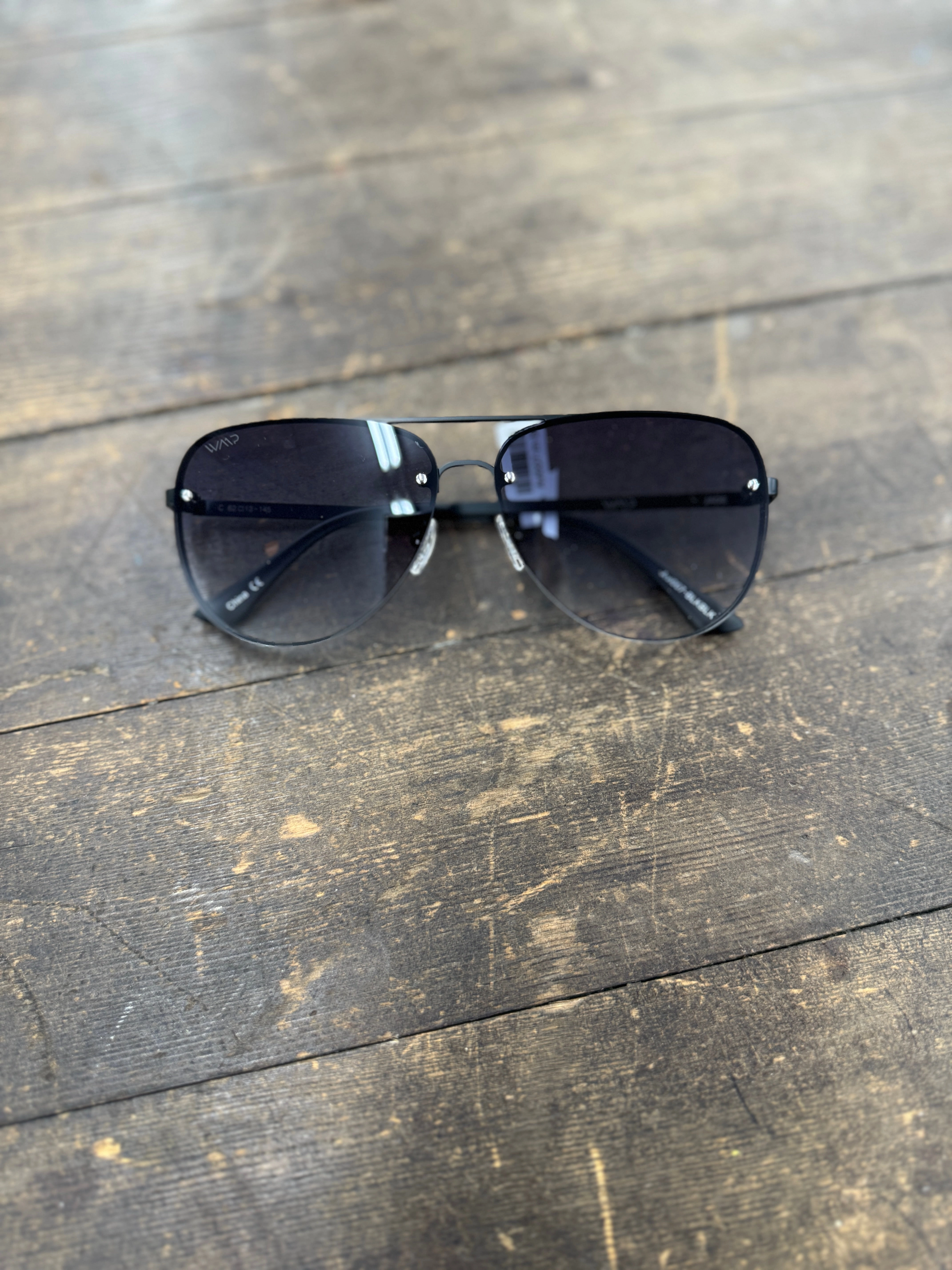 WMP Gradient Black Aviator Sunglasses